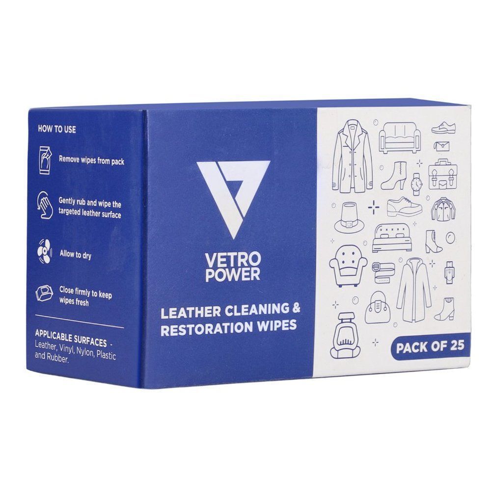 Vetro Power Leather Restoration Wipes - White Pack of 25